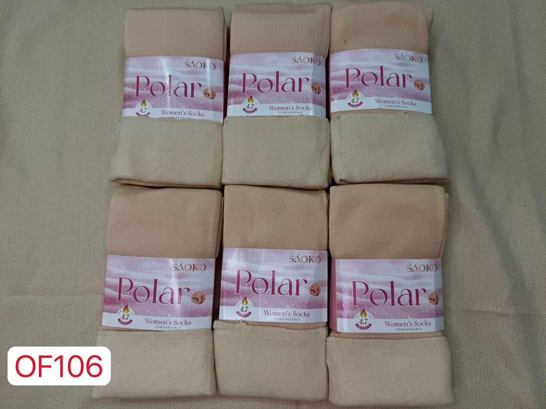 Calcetín Polar Mujer Beige Liso