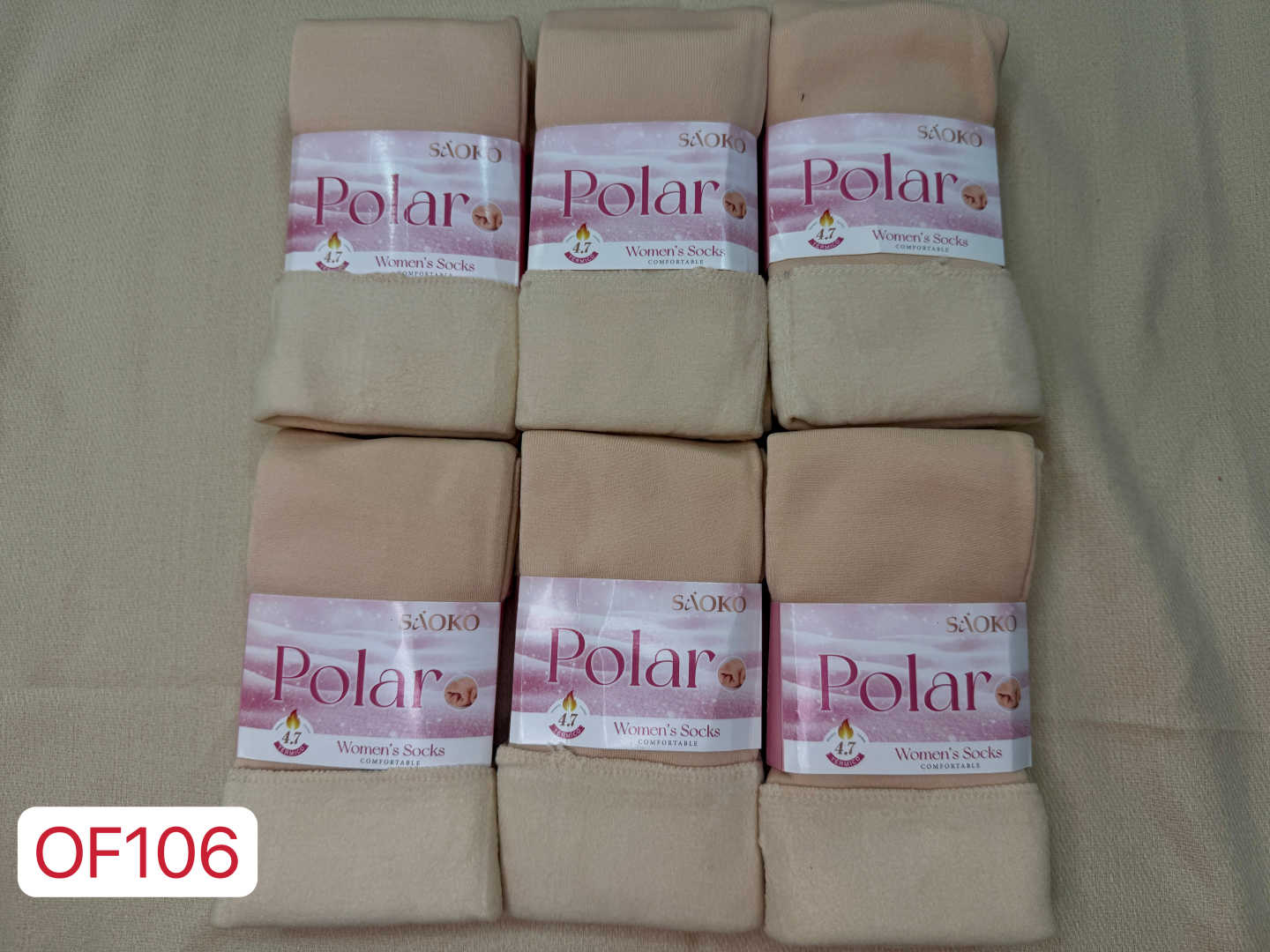 Calcetín Polar Mujer Beige Liso