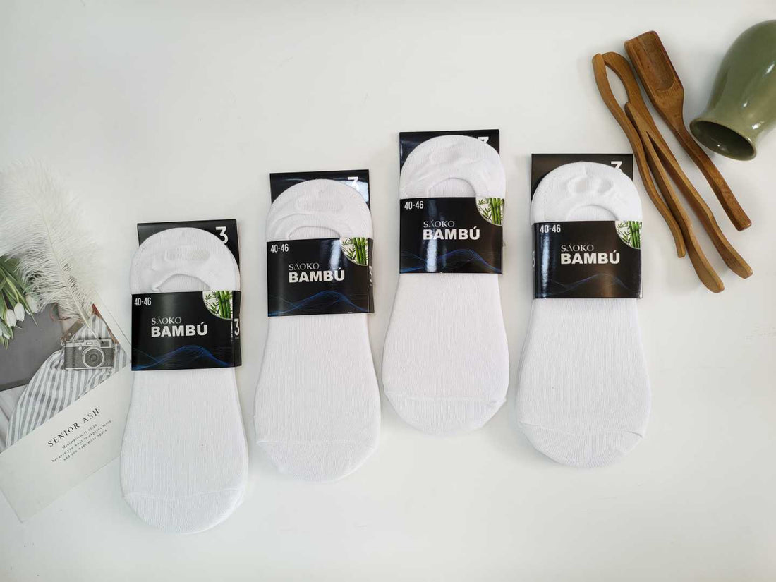 Calcetín Hombre Invisible Bambú Blanco